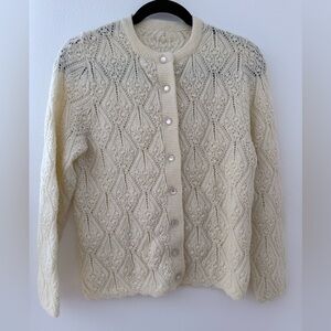 Cream cottage core vintage knit cardigan cardigan